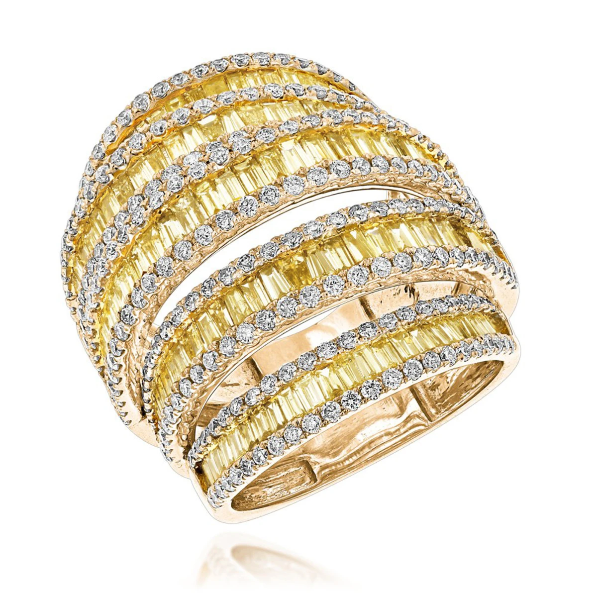 Unique 7ct Ladies White Yellow Diamond Cocktail Ring 14K White Gold By Luxurman 4 Unique 7ct Ladies White Yellow Diamond Cocktail Ring 14K White Gold By Luxurman - Image 2