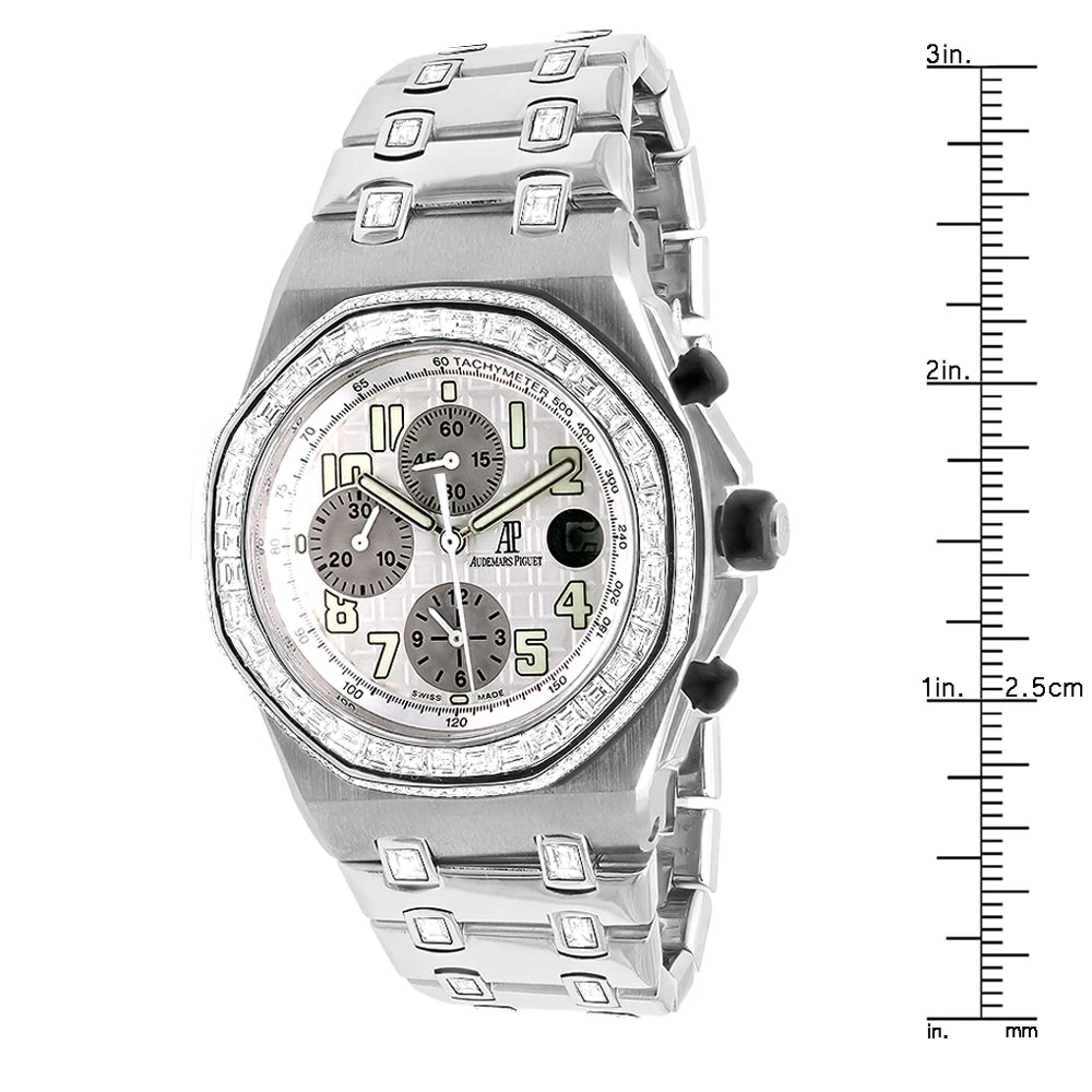 Unique Audemars Piguet Royal Oak Offshore Steel Baguette Diamond Watch For Men 6 Unique Audemars Piguet Royal Oak Offshore Steel Baguette Diamond Watch For Men - Image 4