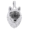 Diamond Wolf Pendant For Men 10K White Gold W Enamel 2ct Iced Out Design