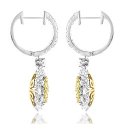Unique Designer Ladies White Yellow Diamonds Flower Drop Earrings 14K White Gold 11 Unique Designer Ladies White Yellow Diamonds Flower Drop Earrings 14K White Gold -H'Hen Sale Store unique designer ladies white yellow diamonds flower drop earrings 14k gold backwh