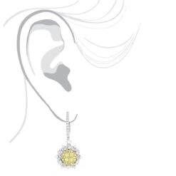 Unique Designer Ladies White Yellow Diamonds Flower Drop Earrings 14K White Gold 12 Unique Designer Ladies White Yellow Diamonds Flower Drop Earrings 14K White Gold -H'Hen Sale Store unique designer ladies white yellow diamonds flower drop earrings 14k gold bodwh