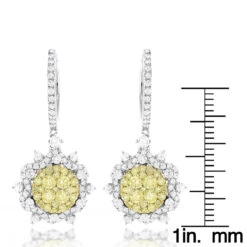 Unique Designer Ladies White Yellow Diamonds Flower Drop Earrings 14K White Gold 13 Unique Designer Ladies White Yellow Diamonds Flower Drop Earrings 14K White Gold -H'Hen Sale Store unique designer ladies white yellow diamonds flower drop earrings 14k gold rulerwh
