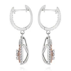 Unique Designer White And Pink Diamond Earrings For Women 14K Gold 1.75ct -H'Hen Sale Store unique designer white and pink diamond earrings for women 14k gold 175ct backwh