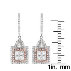 Unique Designer White And Pink Diamond Earrings For Women 14K Gold 1.75ct -H'Hen Sale Store unique designer white and pink diamond earrings for women 14k gold 175ct rulerwh