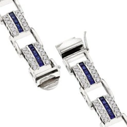Unique Diamond And Sapphires Bracelet 14K White Gold -H'Hen Sale Store unique diamond and sapphires bracelet in 14k yellow rose or white gold back white