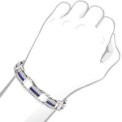 Unique Diamond And Sapphires Bracelet 14K White Gold -H'Hen Sale Store unique diamond and sapphires bracelet in 14k yellow rose or white gold body white