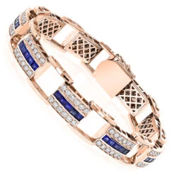 Unique Diamond And Sapphires Bracelet 14K White Gold -H'Hen Sale Store unique diamond and sapphires bracelet in 14k yellow rose or white gold rose