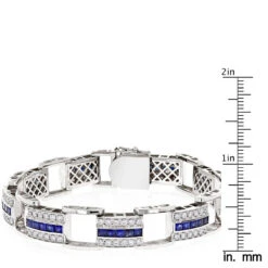 Unique Diamond And Sapphires Bracelet 14K White Gold -H'Hen Sale Store unique diamond and sapphires bracelet in 14k yellow rose or white gold ruler white