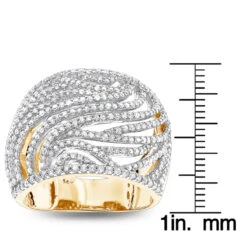Unique 14K Yellow Gold 1 Carat Cut-Out Diamond Right Hand Ring For Women -H'Hen Sale Store unique diamond rings 14k cut out diamond ring 140 p 38726 rulerye