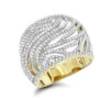 Unique 14K Yellow Gold 1 Carat Cut-Out Diamond Right Hand Ring For Women