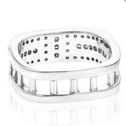 Unique Diamond Wedding Bands: Square Men's Ring 1.2ct 14K White Gold -H'Hen Sale Store unique diamond wedding bands square mens ring 13ct 14k gold backwh