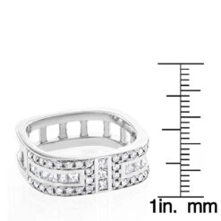 Unique Diamond Wedding Bands: Square Men's Ring 1.2ct 14K White Gold -H'Hen Sale Store unique diamond wedding bands square mens ring 13ct 14k gold rulerwh