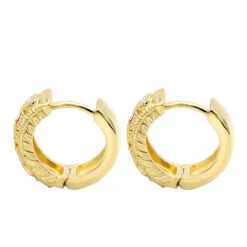 Unique Diamonds And Rubies Earrings Huggies 14K Yellow Gold Small Hoops 1/4 Inch -H'Hen Sale Store unique diamonds and rubies earrings huggies 14k gold small hoops 14 inch 001300 backye