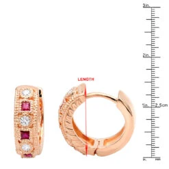 Unique Diamonds And Rubies Earrings Huggies 14K Yellow Gold Small Hoops 1/4 Inch -H'Hen Sale Store unique diamonds and rubies earrings huggies 14k gold small hoops 14 inch 001300 rulerro