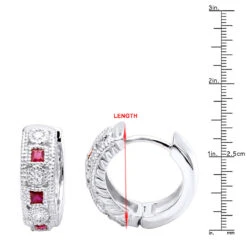 Unique Diamonds And Rubies Earrings Huggies 14K Yellow Gold Small Hoops 1/4 Inch -H'Hen Sale Store unique diamonds and rubies earrings huggies 14k gold small hoops 14 inch 001300 rulerwh