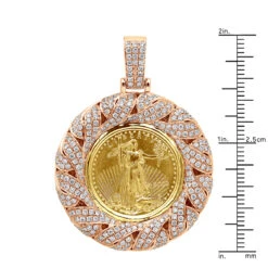 Unique 14K Rose Gold Liberty Coin Diamond Pendant For Men Medallion 3.1ct. -H'Hen Sale Store unique gold liberty coin diamond pendant for men medallion 31ct 804046 rulerro