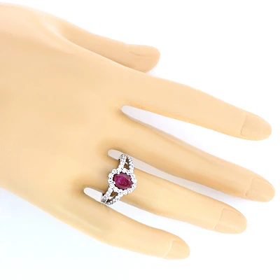 Unique Halo Diamond And Ruby Engagement Ring In Platinum 1ctd 1.35ctr 4 Unique Halo Diamond And Ruby Engagement Ring In Platinum 1ctd 1.35ctr - Image 2