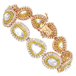 Unique High End Diamond Bracelet For Ladies 18K White Gold 20 Carats -H'Hen Sale Store unique high end diamond bracelet for ladies in 18k gold 20 carats 804013 ro