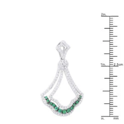 Unique Ladies 1.3 Carat Diamond And Emerald Pendant Necklace 14K White Gold -H'Hen Sale Store unique ladies 13 carat diamond and emerald pendant necklace in 14k gold 100488 rulerwh