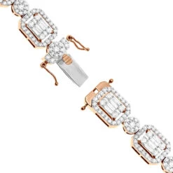 Unique Diamond Necklace For Women 10K Yellow Gold 17 Carats 16 Unique Diamond Necklace For Women 10K Yellow Gold 17 Carats -H'Hen Sale Store unique ladies diamond necklace 14k gold 17 carats baguette round diamonds clasp rose