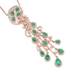 Unique Ladies Peridot Diamond Chandelier Teardrop Necklace 18K White Gold 3ct -H'Hen Sale Store unique ladies peridot diamond chandelier teardrop necklace in 18k gold 3ct ro