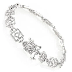 Unique Ladies Round Diamond Bracelet 14K White Gold 1.3ct -H'Hen Sale Store unique ladies round diamond bracelet 14k gold 13ct backwh