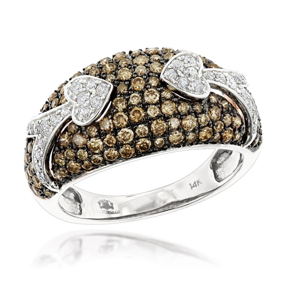 Unique Luxurman Champagne Diamond Right Hand Ladies Ring 1.5ct 14K Rose Gold 4 Unique Luxurman Champagne Diamond Right Hand Ladies Ring 1.5ct 14K Rose Gold - Image 2