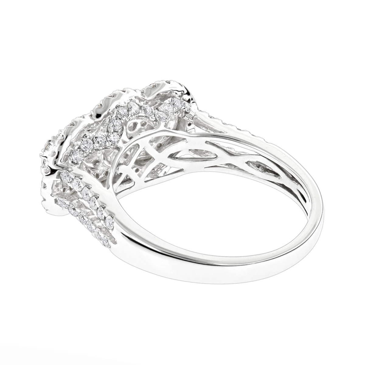 Unique Luxurman Double Halo Cluster Diamond Engagement Ring 1.6ct 14K White Gold 6 Unique Luxurman Double Halo Cluster Diamond Engagement Ring 1.6ct 14K White Gold - Image 4