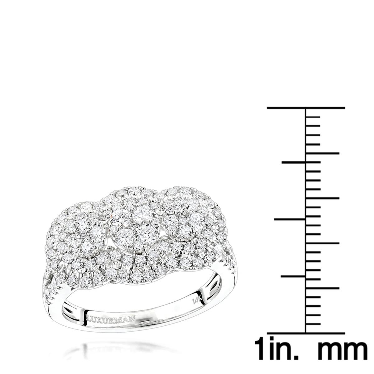 Unique Luxurman Double Halo Cluster Diamond Engagement Ring 1.6ct 14K White Gold 8 Unique Luxurman Double Halo Cluster Diamond Engagement Ring 1.6ct 14K White Gold - Image 6