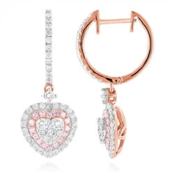 Unique Luxurman Drop Earrings White & Pink Diamond Heart Earrings 14K White Gold 10 Unique Luxurman Drop Earrings White & Pink Diamond Heart Earrings 14K White Gold -H'Hen Sale Store unique luxurman drop earrings white pink diamond heart earrings 14k gold ro