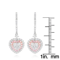 Unique Luxurman Drop Earrings White & Pink Diamond Heart Earrings 14K White Gold 13 Unique Luxurman Drop Earrings White & Pink Diamond Heart Earrings 14K White Gold -H'Hen Sale Store unique luxurman drop earrings white pink diamond heart earrings 14k gold rulerwh