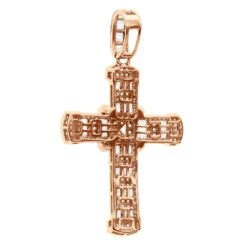 Unique Men's Diamond Cross Pendant 14K Yellow Gold 2 Inch 3 Carats -H'Hen Sale Store unique mens diamond cross pendant 14k gold 2 inch 3 carats 803238 backro