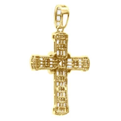 Unique Men's Diamond Cross Pendant 14K Yellow Gold 2 Inch 3 Carats -H'Hen Sale Store unique mens diamond cross pendant 14k gold 2 inch 3 carats 803238 backye