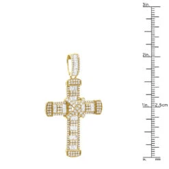 Unique Men's Diamond Cross Pendant 14K Yellow Gold 2 Inch 3 Carats -H'Hen Sale Store unique mens diamond cross pendant 14k gold 2 inch 3 carats 803238 rulerye