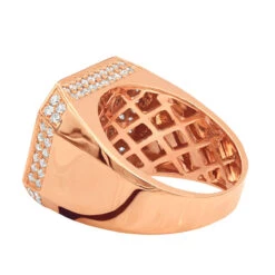 Unique Men's Diamond Ring 14K Yellow Gold 2.65 Ct Yellow & White Diamonds -H'Hen Sale Store unique mens diamond ring in 14k gold 265 ct yellow white diamonds 000821 backro