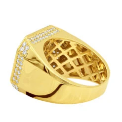 Unique Men's Diamond Ring 14K Yellow Gold 2.65 Ct Yellow & White Diamonds -H'Hen Sale Store unique mens diamond ring in 14k gold 265 ct yellow white diamonds 000821 backye