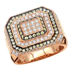 Unique Men's Diamond Ring 14K Yellow Gold 2.65 Ct Yellow & White Diamonds -H'Hen Sale Store unique mens diamond ring in 14k gold 265 ct yellow white diamonds 000821 ro