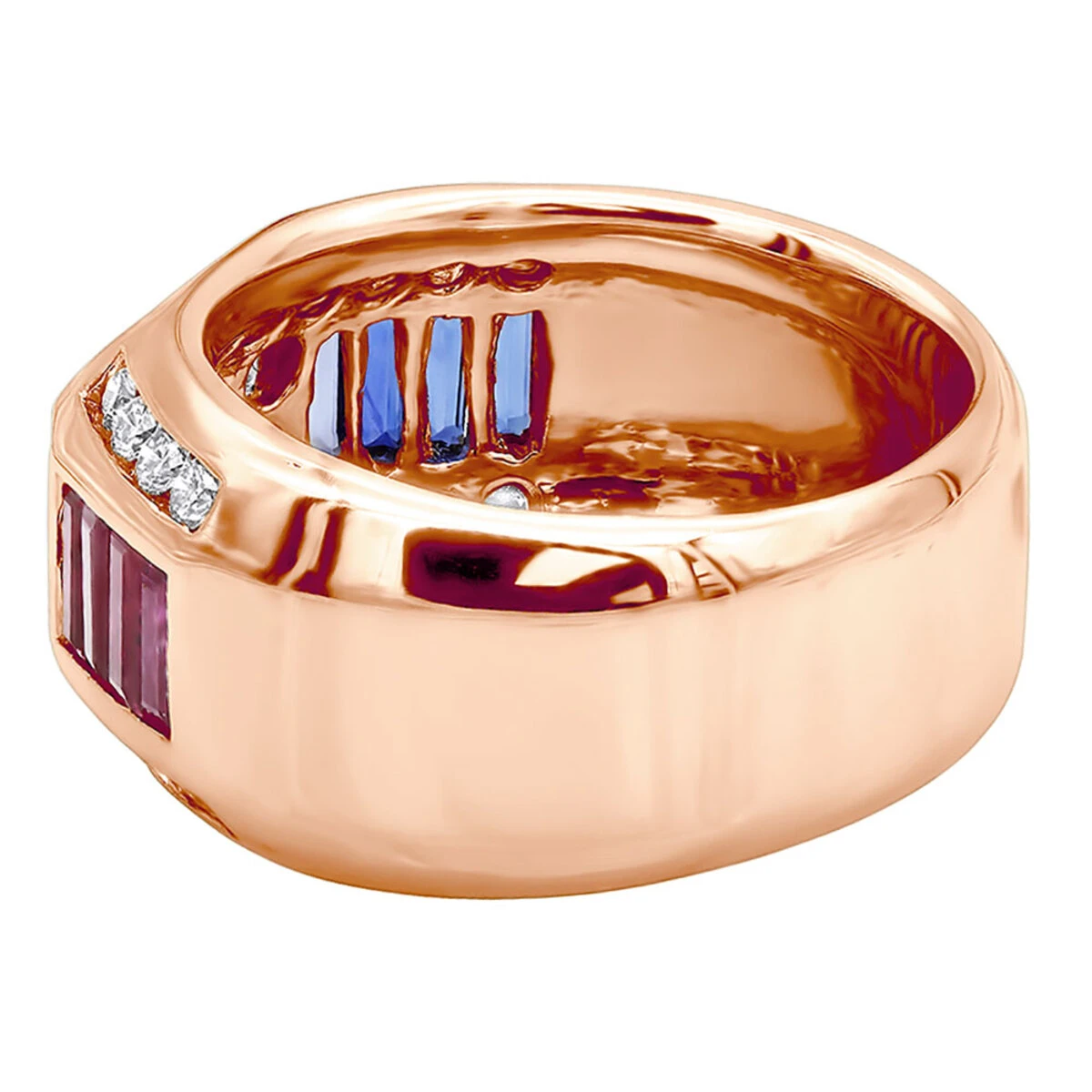 Unique Men's Diamond Ring W Rubies And Sapphires 18K White Gold Statement Ring 10 Unique Men's Diamond Ring W Rubies And Sapphires 18K White Gold Statement Ring - Image 8