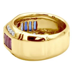 Unique Men's Diamond Ring W Rubies And Sapphires 18K White Gold Statement Ring 16 Unique Men's Diamond Ring W Rubies And Sapphires 18K White Gold Statement Ring -H'Hen Sale Store unique mens diamond ring w rubies and sapphires 18k gold statement ring 000999 back yellow