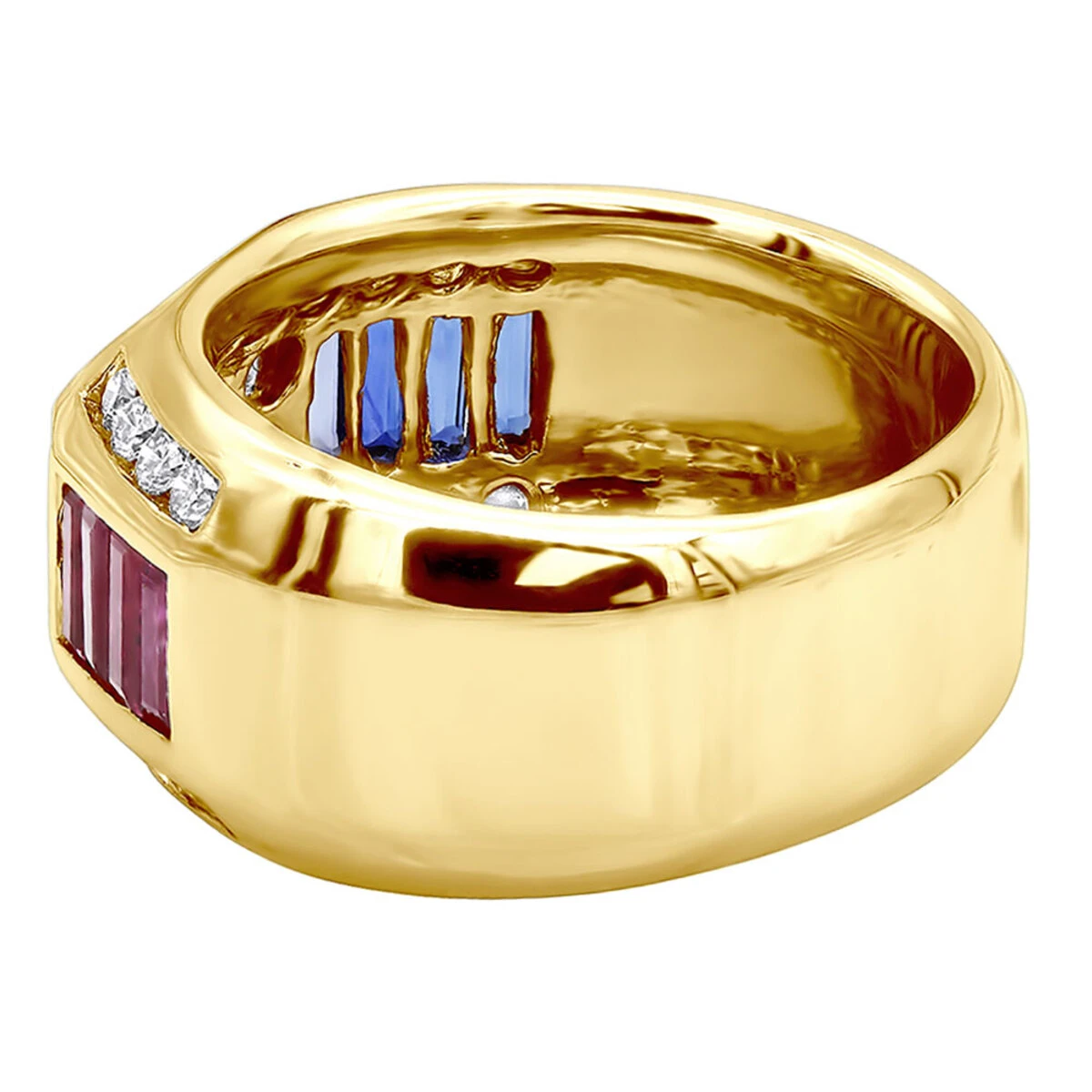 Unique Men's Diamond Ring W Rubies And Sapphires 18K White Gold Statement Ring 9 Unique Men's Diamond Ring W Rubies And Sapphires 18K White Gold Statement Ring - Image 7