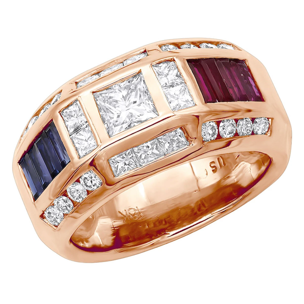 Unique Men's Diamond Ring W Rubies And Sapphires 18K White Gold Statement Ring 5 Unique Men's Diamond Ring W Rubies And Sapphires 18K White Gold Statement Ring - Image 3