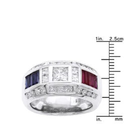 Unique Men's Diamond Ring W Rubies And Sapphires 18K White Gold Statement Ring 14 Unique Men's Diamond Ring W Rubies And Sapphires 18K White Gold Statement Ring -H'Hen Sale Store unique mens diamond ring w rubies and sapphires 18k gold statement ring 000999 ruler white