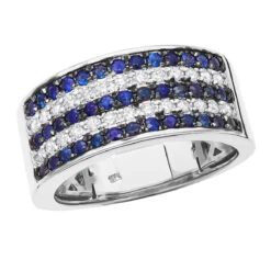 5 Row 10K Yellow Gold Blue Sapphire Diamond Band For Men & Women 11 5 Row 10K Yellow Gold Blue Sapphire Diamond Band For Men & Women -H'Hen Sale Store unique rings 10k gold blue sapphire brown diamond wedding band for men white 1 20211114 20211209