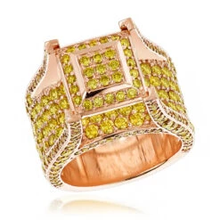 6ct Yellow Diamond Men's Ring Yellow, Rose & 14K Yellow Gold Ring By Luxurman 9 6ct Yellow Diamond Men's Ring Yellow, Rose & 14K Yellow Gold Ring By Luxurman -H'Hen Sale Store unique rings by luxurman 6ct yellow diamond mens ring 14k yellow rose white gold ro