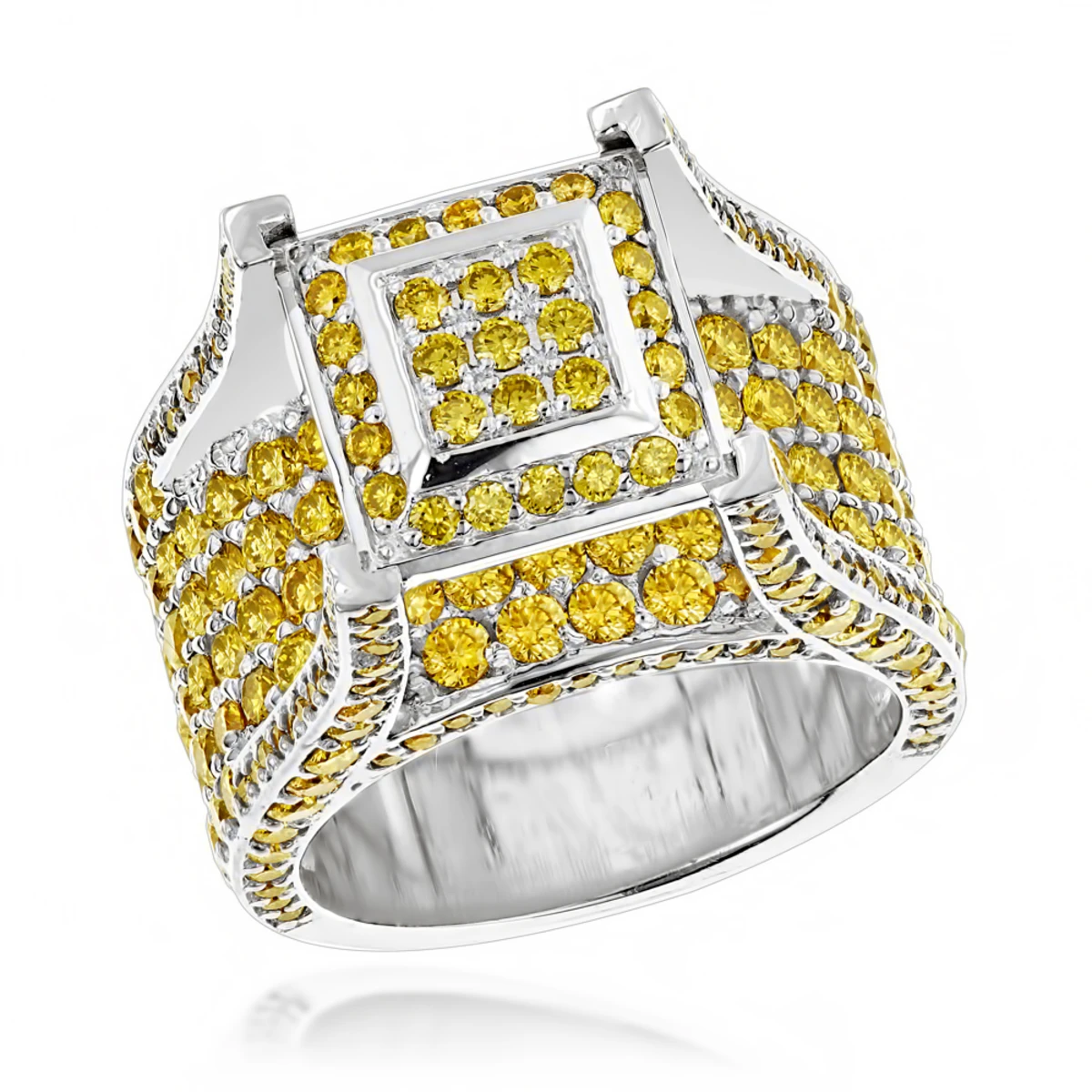 6ct Yellow Diamond Men's Ring Yellow, Rose & 14K Yellow Gold Ring By Luxurman 4 6ct Yellow Diamond Men's Ring Yellow, Rose & 14K Yellow Gold Ring By Luxurman - Image 2