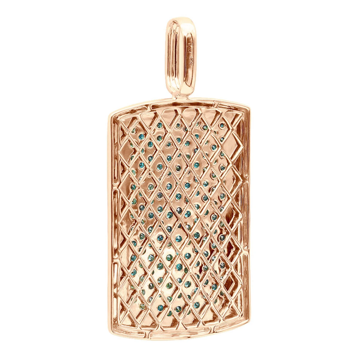 Unique 14K White Gold Blue Diamonds Dog Tag Pendant For Men 3.25ctw 8 Unique 14K White Gold Blue Diamonds Dog Tag Pendant For Men 3.25ctw - Image 6