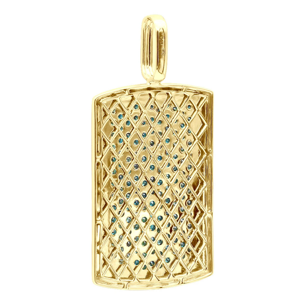 Unique 14K White Gold Blue Diamonds Dog Tag Pendant For Men 3.25ctw 7 Unique 14K White Gold Blue Diamonds Dog Tag Pendant For Men 3.25ctw - Image 5