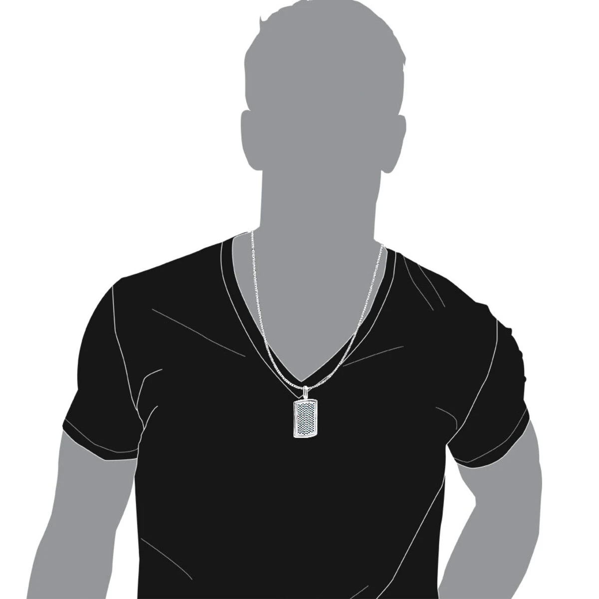 Unique 14K White Gold Blue Diamonds Dog Tag Pendant For Men 3.25ctw 9 Unique 14K White Gold Blue Diamonds Dog Tag Pendant For Men 3.25ctw - Image 7