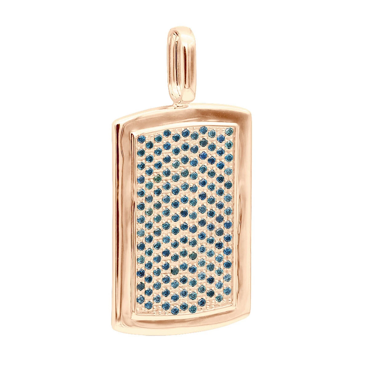 Unique 14K White Gold Blue Diamonds Dog Tag Pendant For Men 3.25ctw 5 Unique 14K White Gold Blue Diamonds Dog Tag Pendant For Men 3.25ctw - Image 3