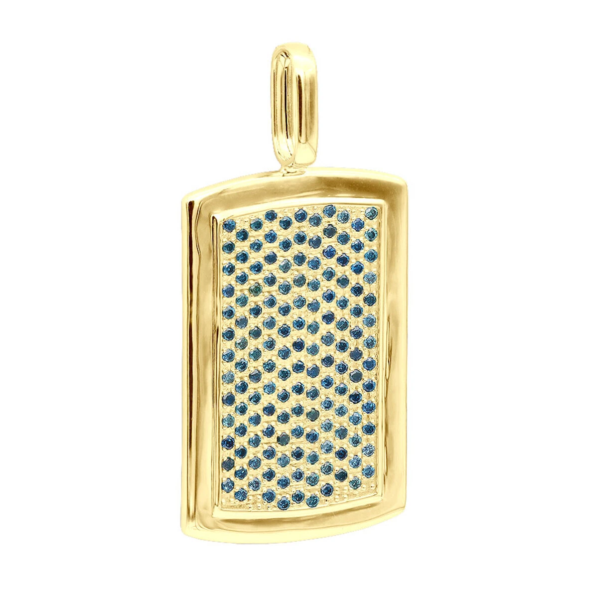 Unique 14K White Gold Blue Diamonds Dog Tag Pendant For Men 3.25ctw 4 Unique 14K White Gold Blue Diamonds Dog Tag Pendant For Men 3.25ctw - Image 2